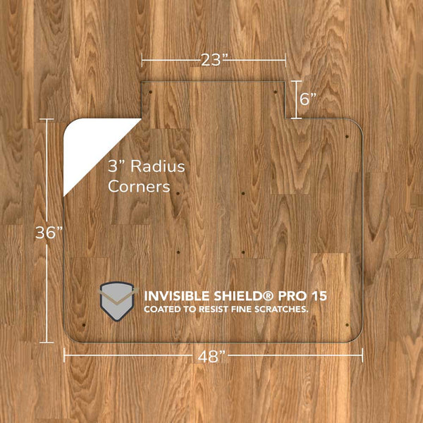 36" x 48" with Tab Tabbed Glass Chair Mat