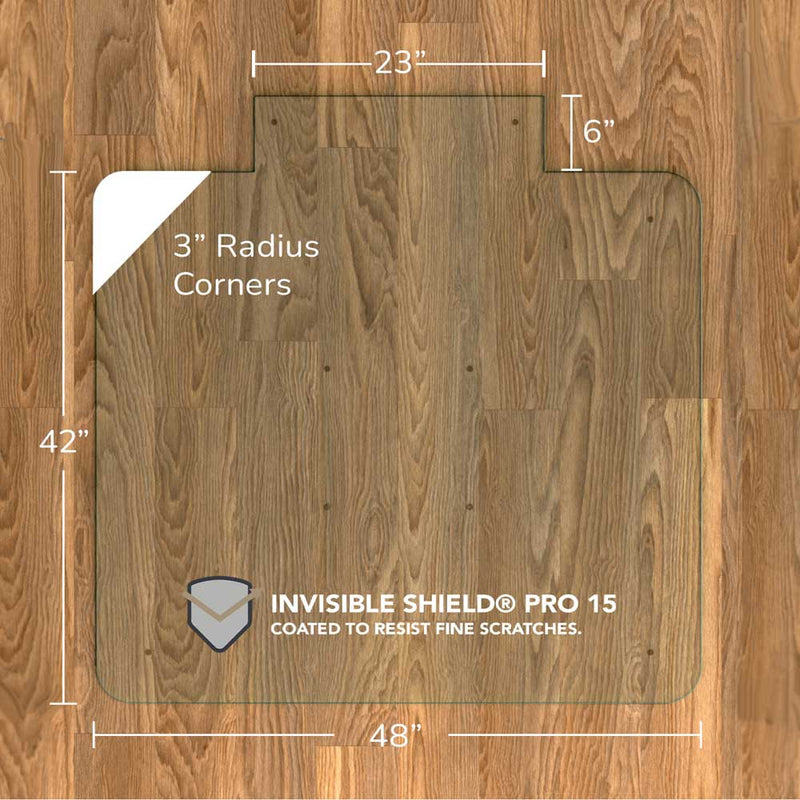 42" x 48" with Tab Tabbed Glass Chair Mat