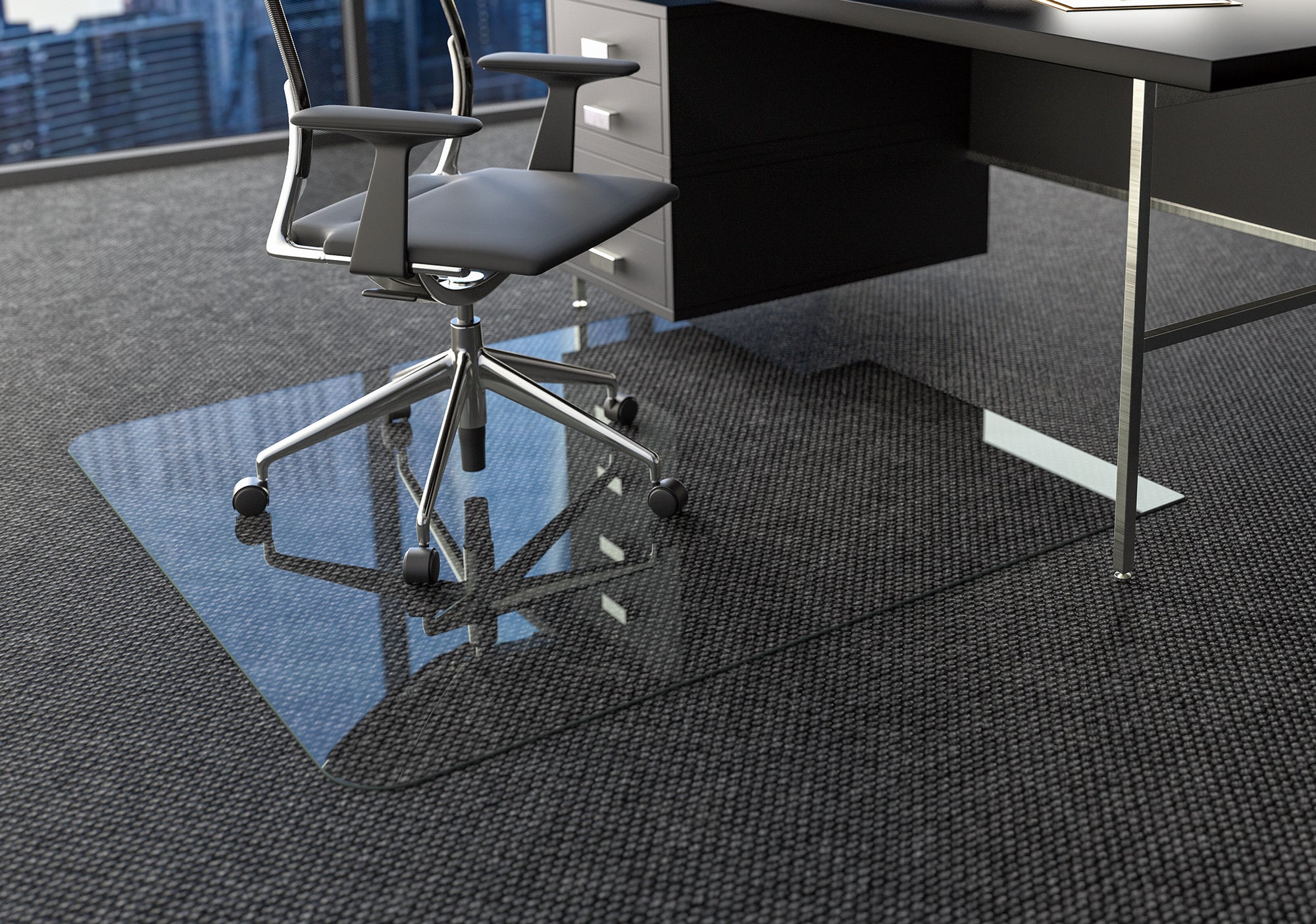 Vitrazza Glass Office Chair Mat For Carpet, Hardwood & Tile