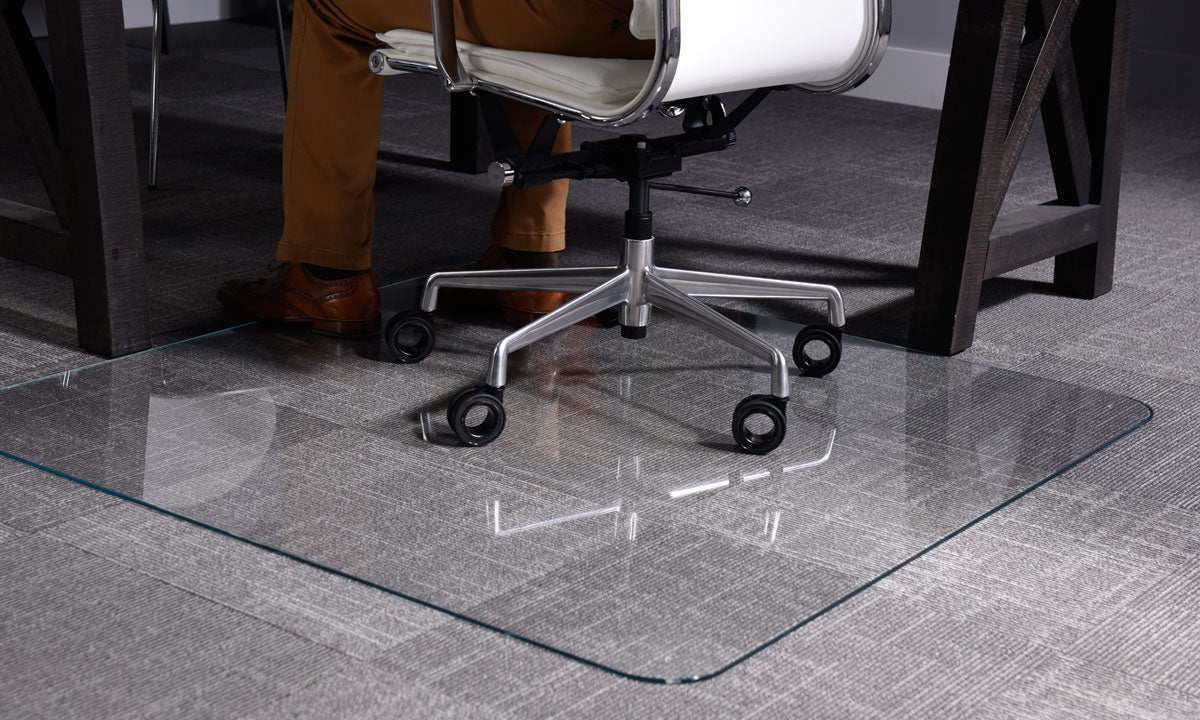 Vitrazza: Glass Office Chair Mat For Carpet, Hardwood & Tile