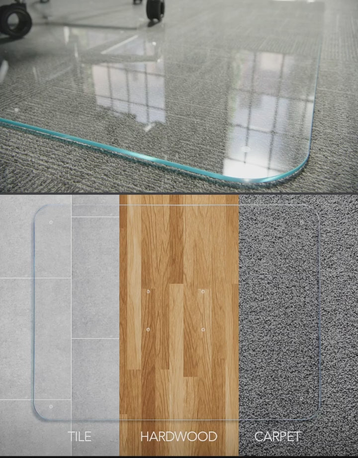 Vitrazza: Glass Office Chair Mat For Carpet, Hardwood & Tile